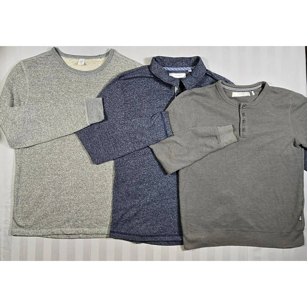 Lot of 3 Five Four Mens M Long Sleeve Shirt Henley Crewneck 1/4 Button 0045